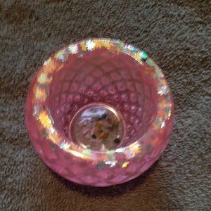 Pink tealight holder, one of a kind, resin and a grey rose bowl